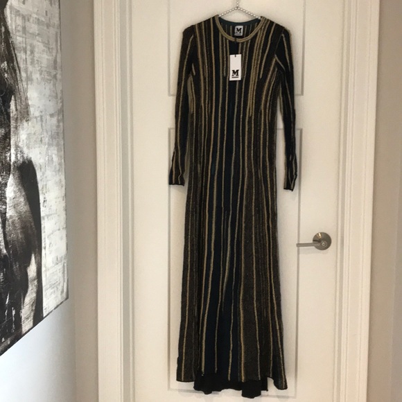 Missoni Dresses & Skirts - NEW M MISSONI BLACK & GOLD LongSleeve DRESS w/Slip